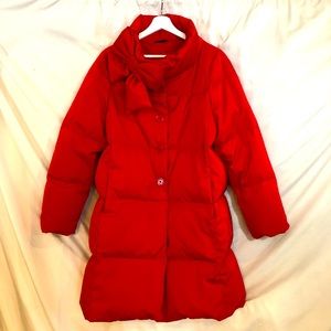 Kate Spade High Neck Down Puffer Coat W Bow SZ XL